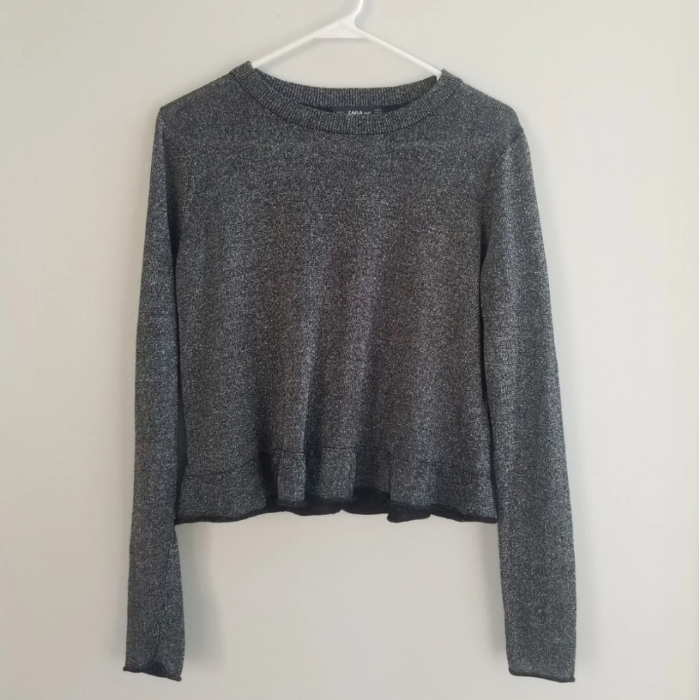 Zara Silver long sleeve shirt size M